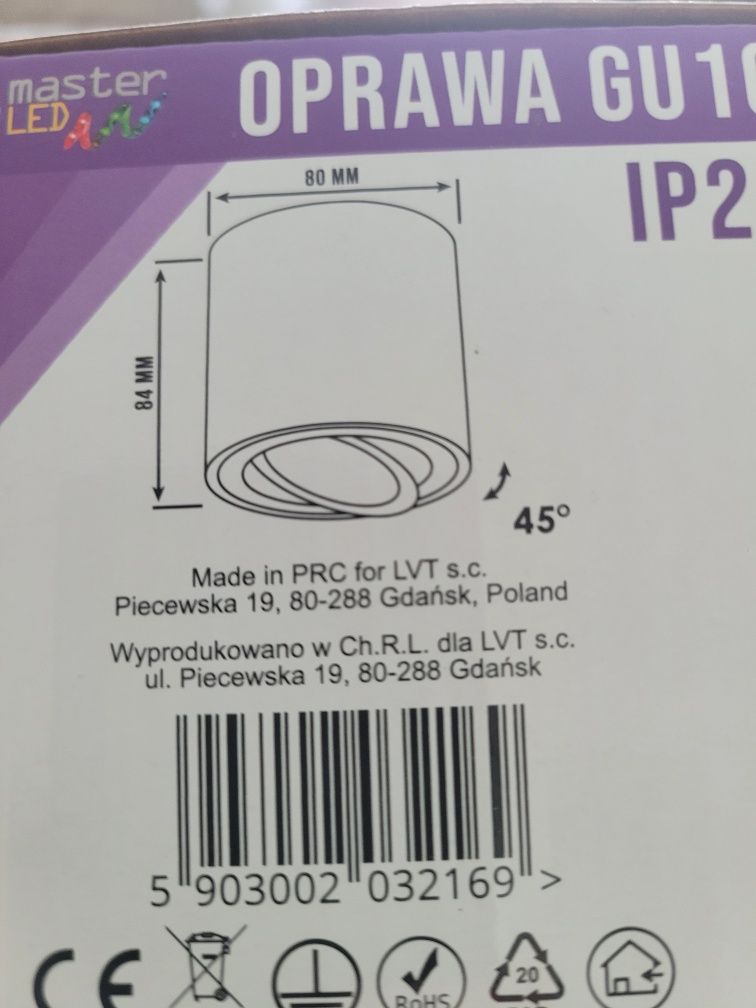 Oprawa natynkowa tuba biała 84mm