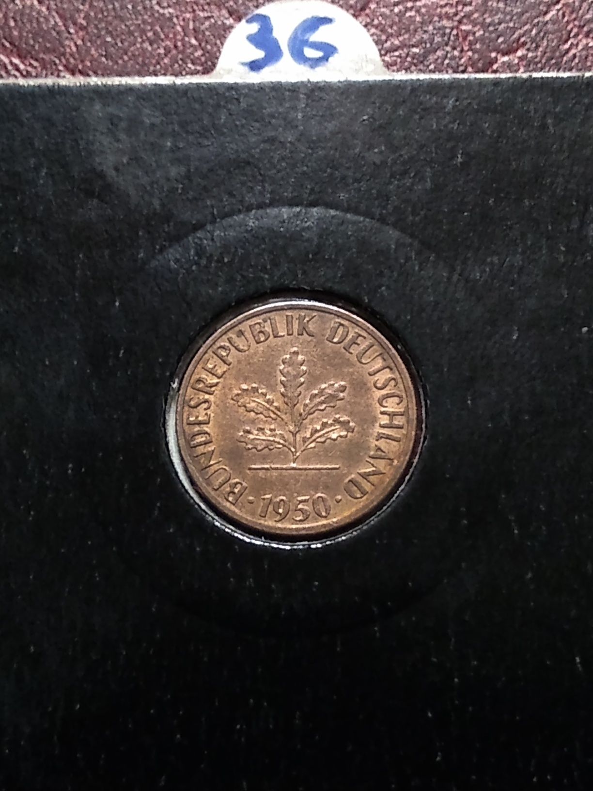 Moneta Niemcy RFN 1 pfennig 1950 J