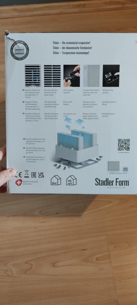 Nawilżacz powietrza ewaporacyjny STADLER FORM OSKAR Biały