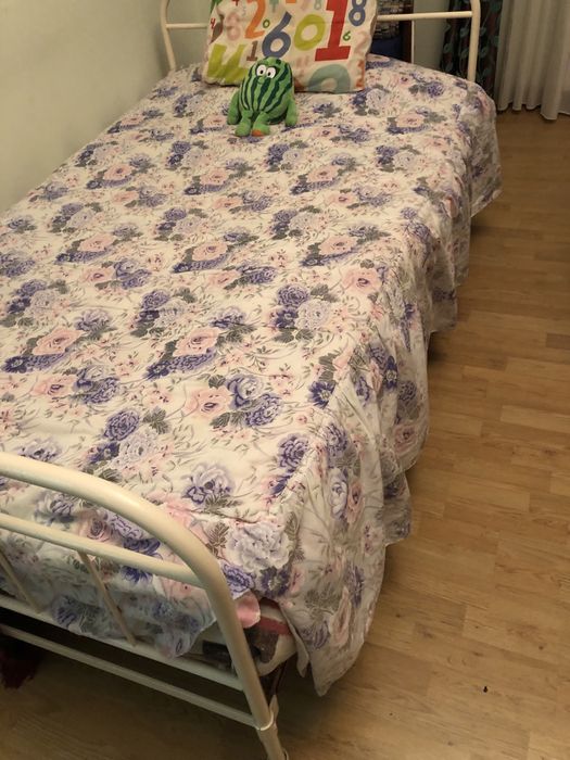 Cama de ferro antiga com colchão