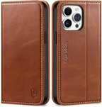 SHIELDON iPhone 15 Pro Max Etui skórzane naturalne z klapką portfel