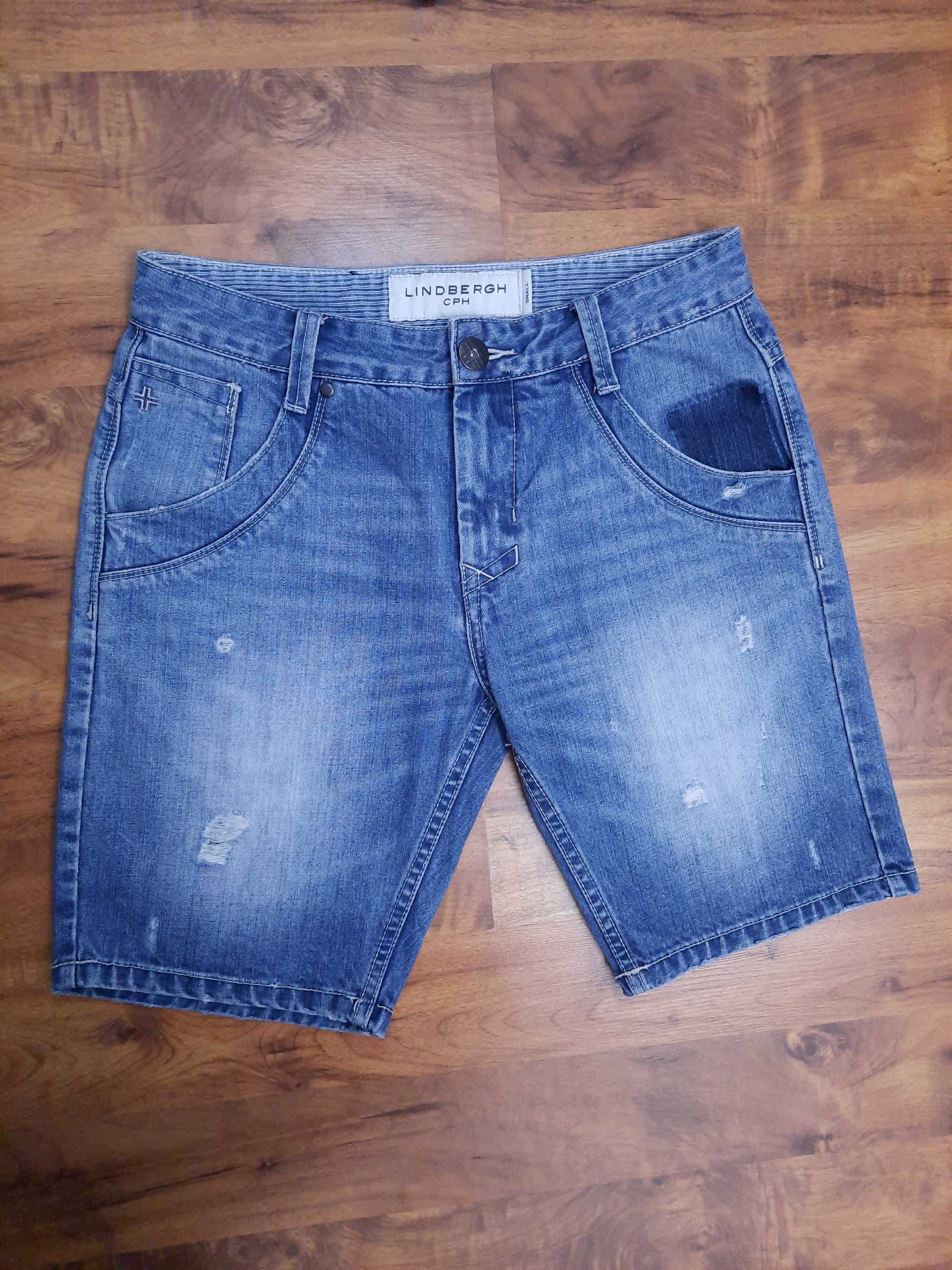 Spodenki jeansowe szorty z przetarciami dziurami jeans Lindbergh CPH S