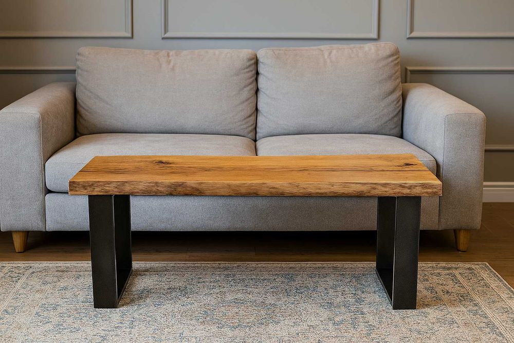 Stolik Kawowy Dębowy LOFT, Ława 100% Lite Drewno DĄB.