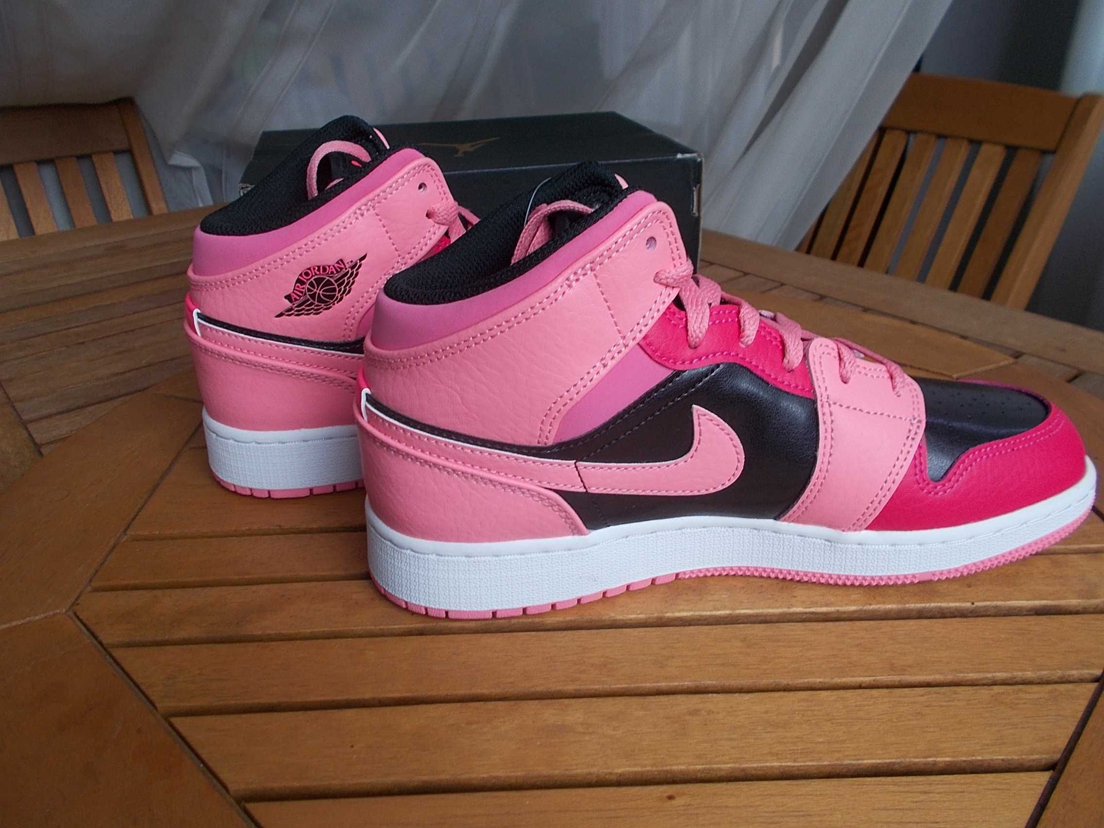 (r. 38 - 24 cm ) Nike Jordan 1 Mid Coral Chalk 554725,-662 Rush Pink