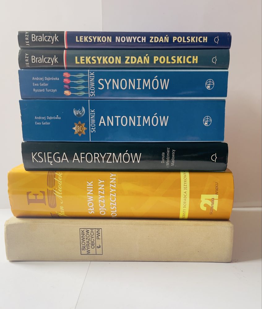 Zestaw 7 x słowniki Bralczyk Miodek synonimy polszczyzna zdania polski