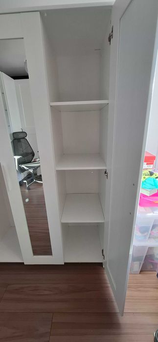 BRIMNES - biała szafa IKEA, 3 drzwi w tym 1 z lustrem