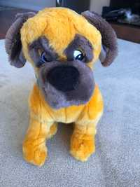 Peluche - cão amarelo com orelhas e focinho castanho