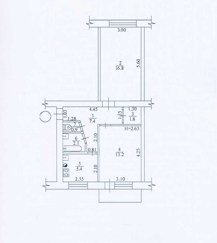 D1A  Продам 2к.кв. 2/5, Пятихатки, Центр.