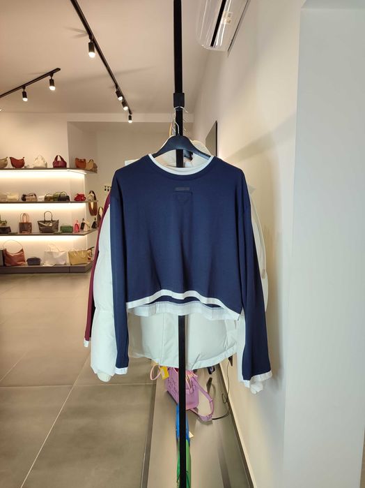 Лонгслів Prada Long Sleeve Jersey Women's T-Shirt Navy