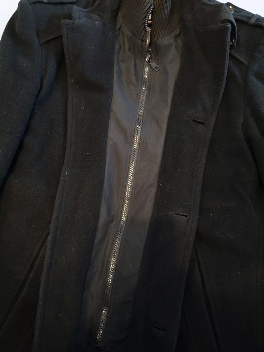 Płaszcz męski zimowy, czarny, Flis, rozmiar 50