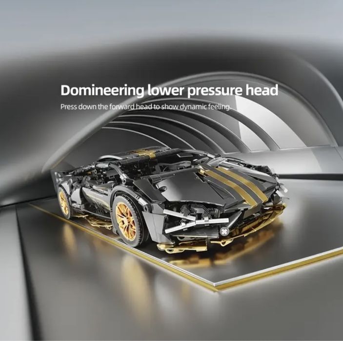 Контсруктор 1300дет. спортивна машинка 36*17 lego technic чорна золота