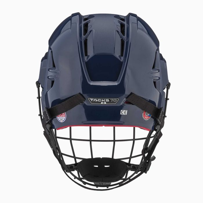 Kask hokejowy CCM Tacks 70 z kratą rozmiar M od 56 do 60 cm Niebieski
