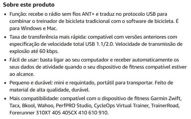 Acessorio PEN USB ANT+ treino bicicleta
