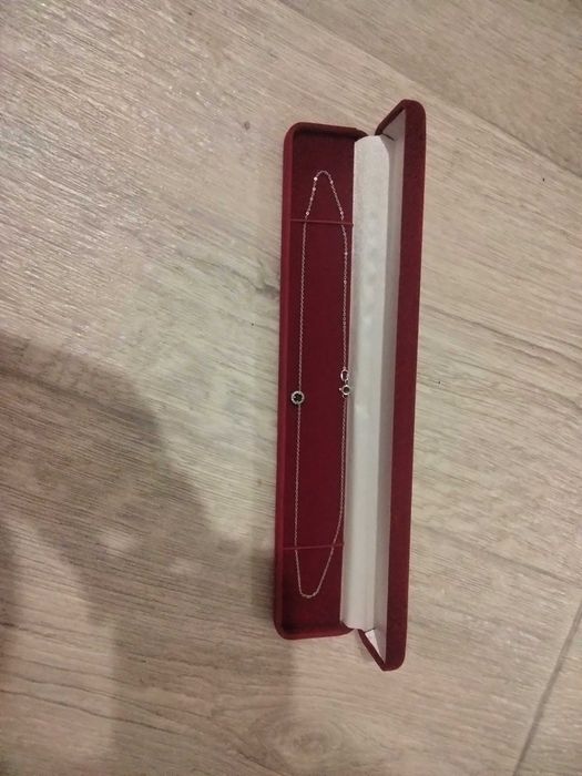 Колье из белого золота 585 пробы с самфиром и бриллиантами