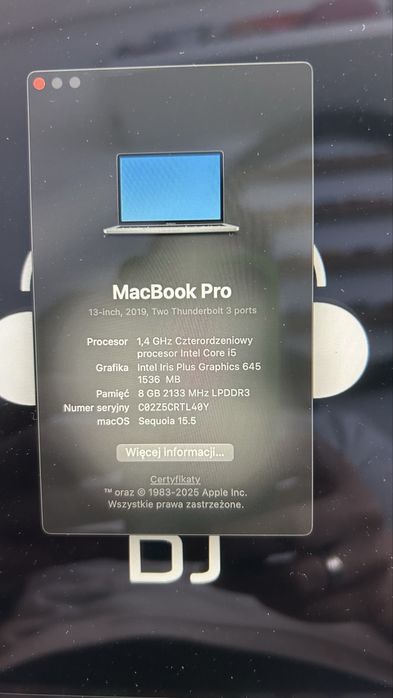 Macbook Pro 2019 rok