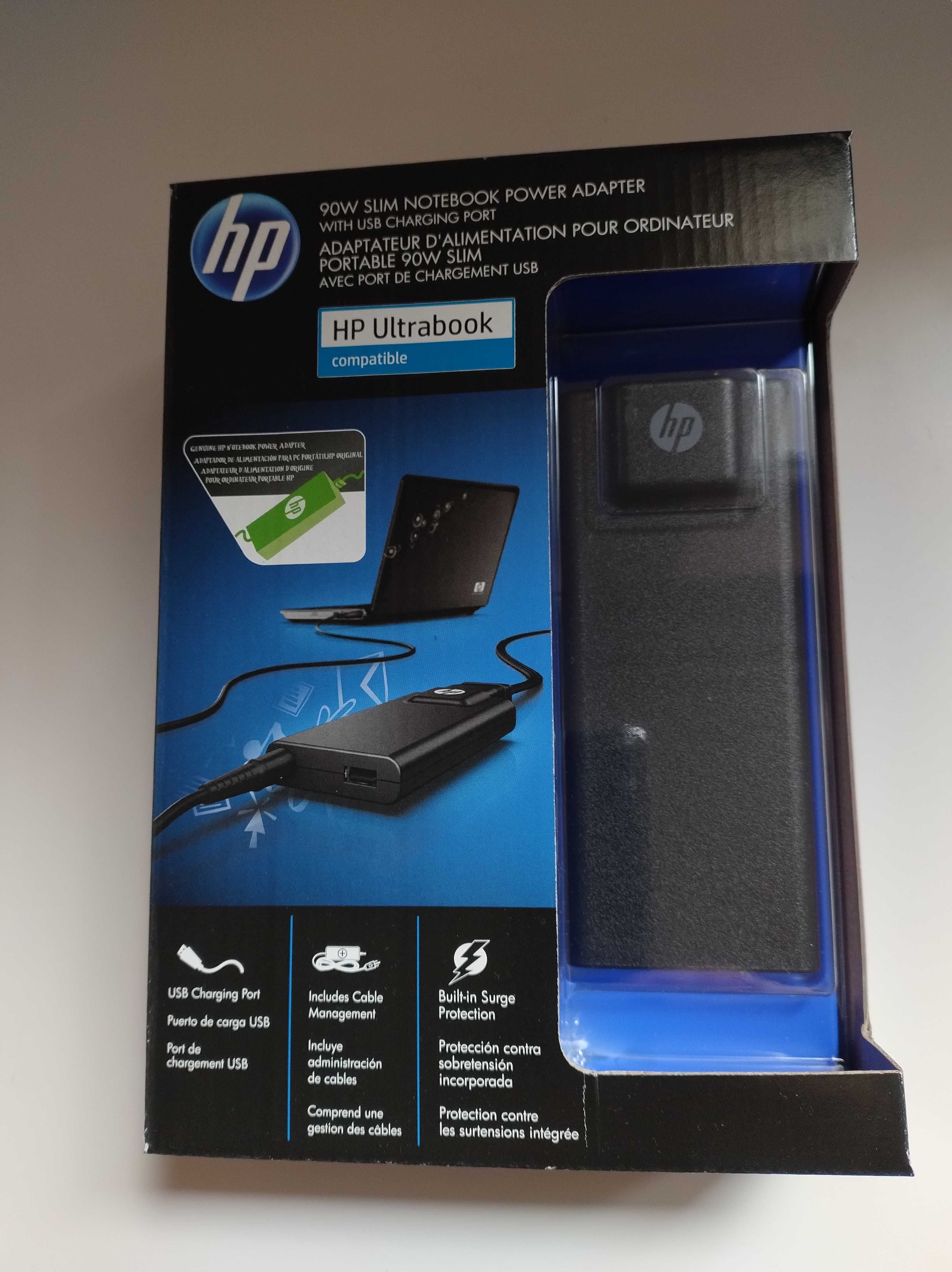 ### Zasilacz HP 90W Slim Combo z portem USB | Nowy ###