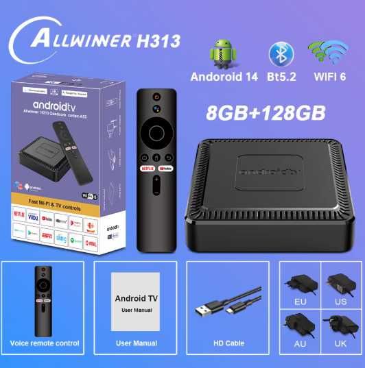 Android TV Box - SMART TV - 8GB / 128GB - Android 14 -  Multi screen