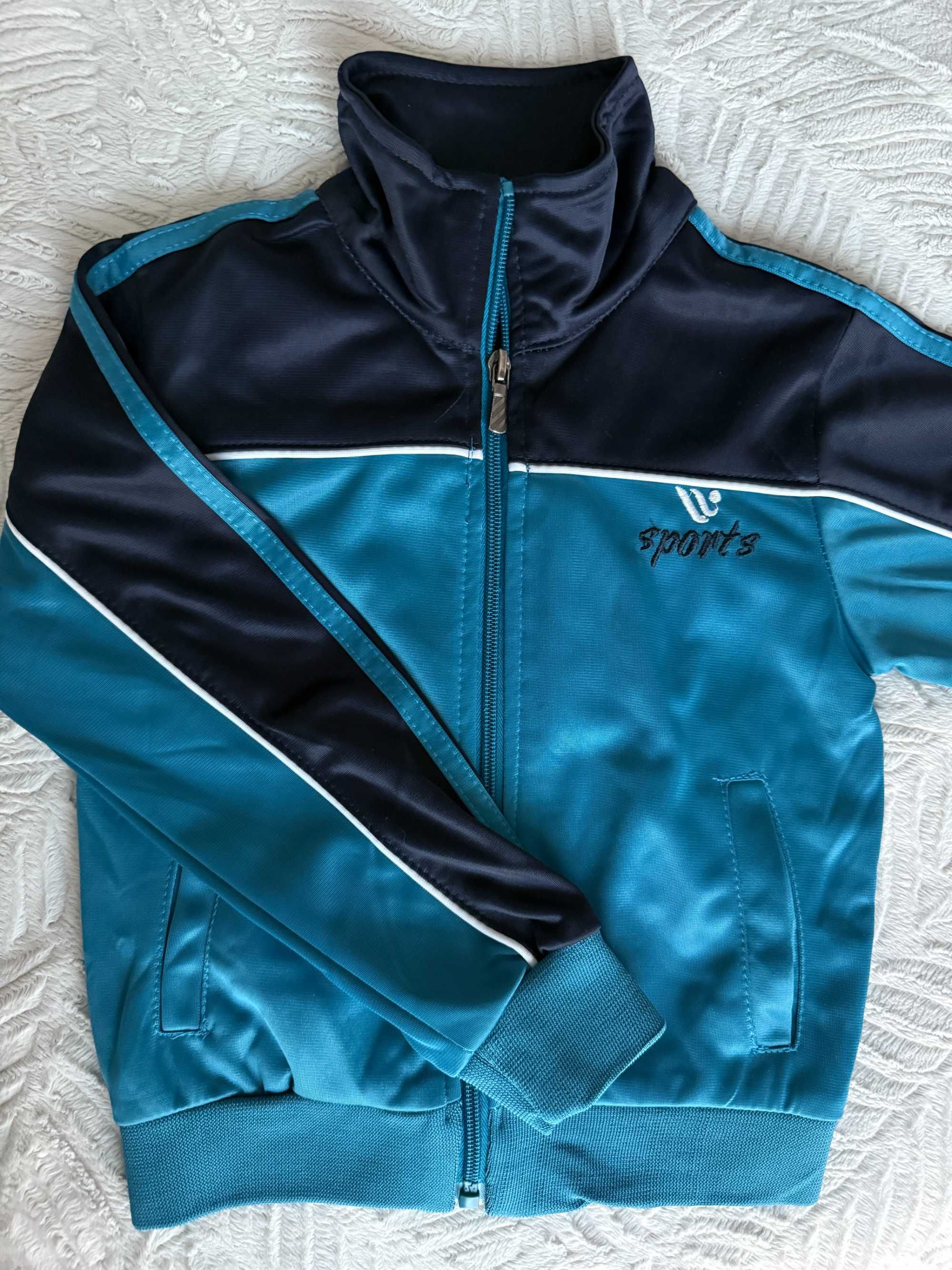 Bluza rozsuwana trenerska chłopięca rozm 110/116 niebieska z podszewką