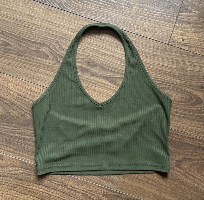 Темно зелений топ з відкритою спиною розмір S