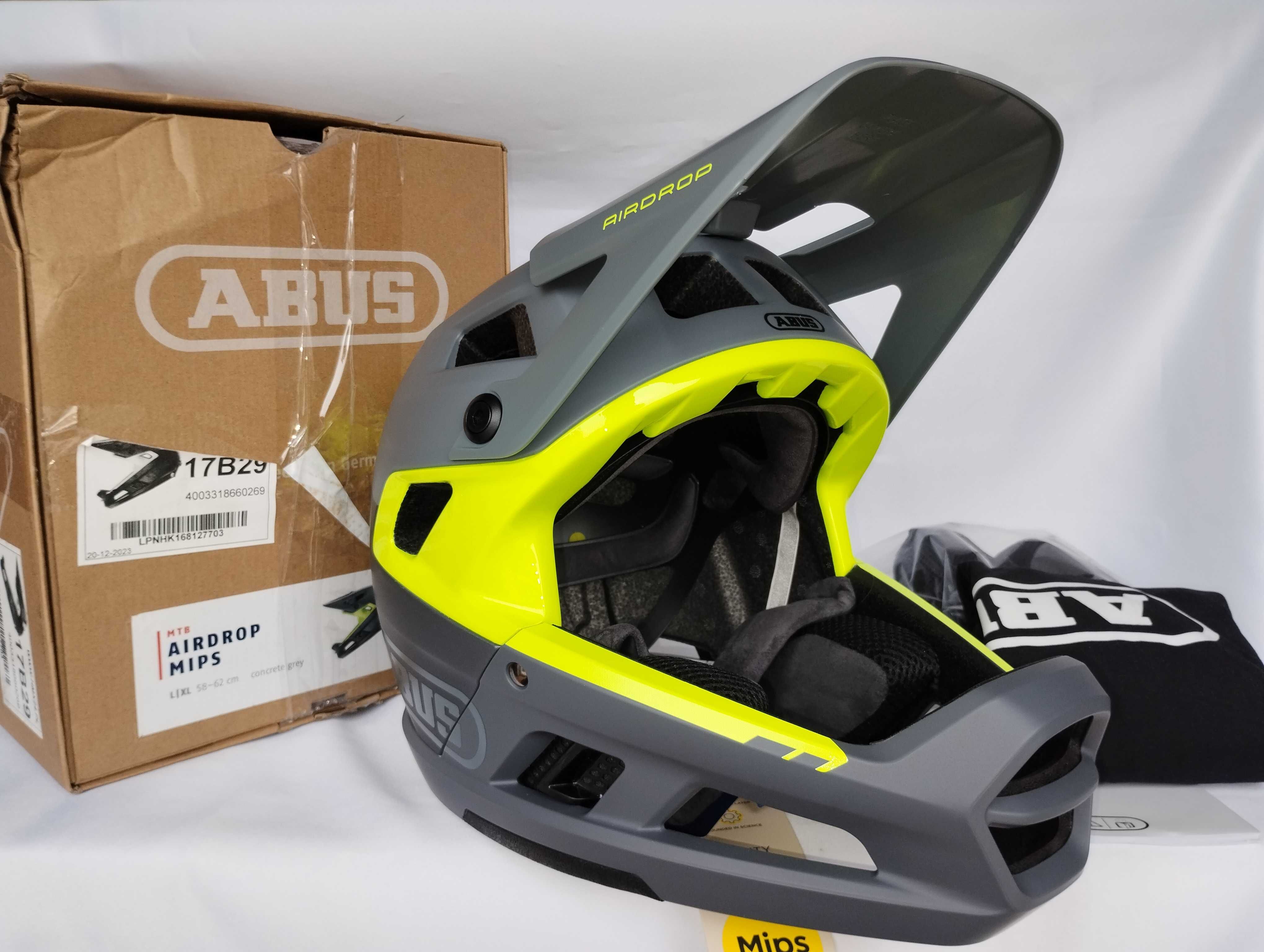 Kask rowerowy fullface Abus AirDrop Mips Concrete Grey L/XL 58-62cm