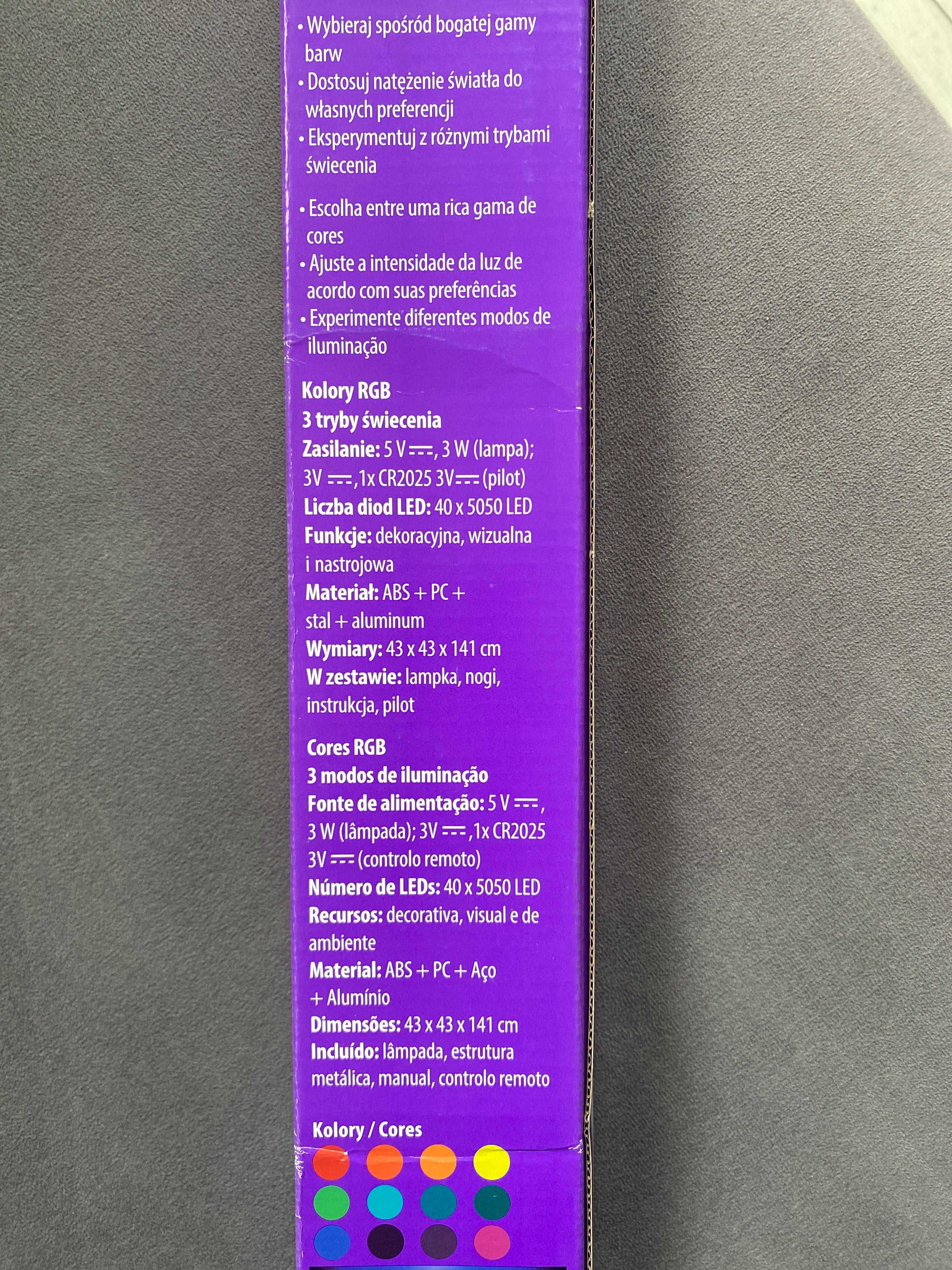 Nowa Narożna Lampa Podłogowa RGB Lethe z pilotem 141 cm -odbiór Poznań