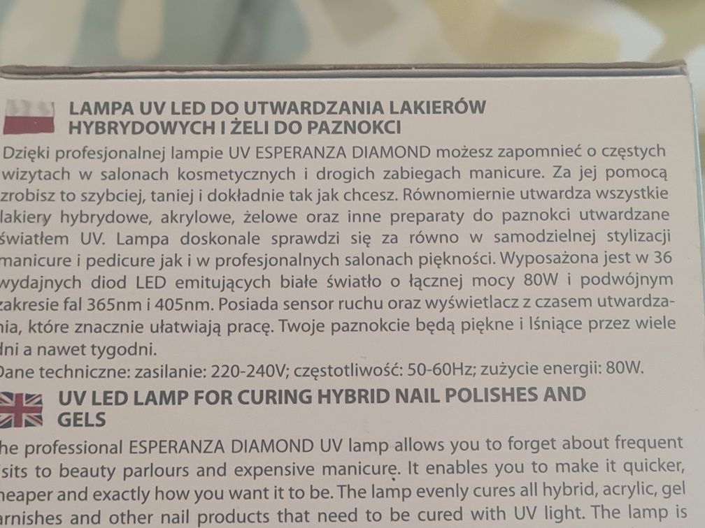 Lampa UV Led diamond do lakieru hybrydowego Esperanza