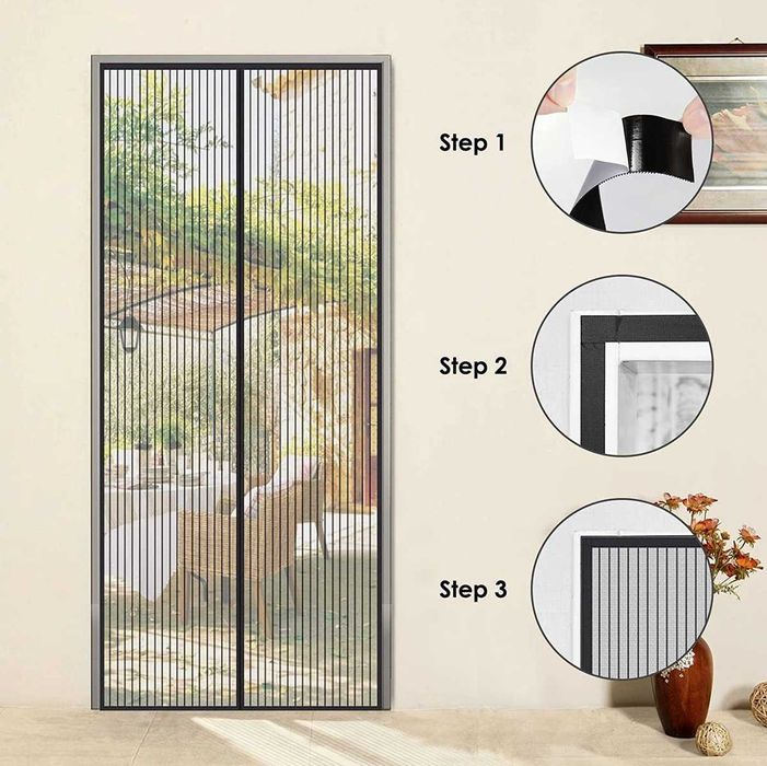 moskitera Drzwi z ekranem magnetycznym na balkon, 90 x 210 cm