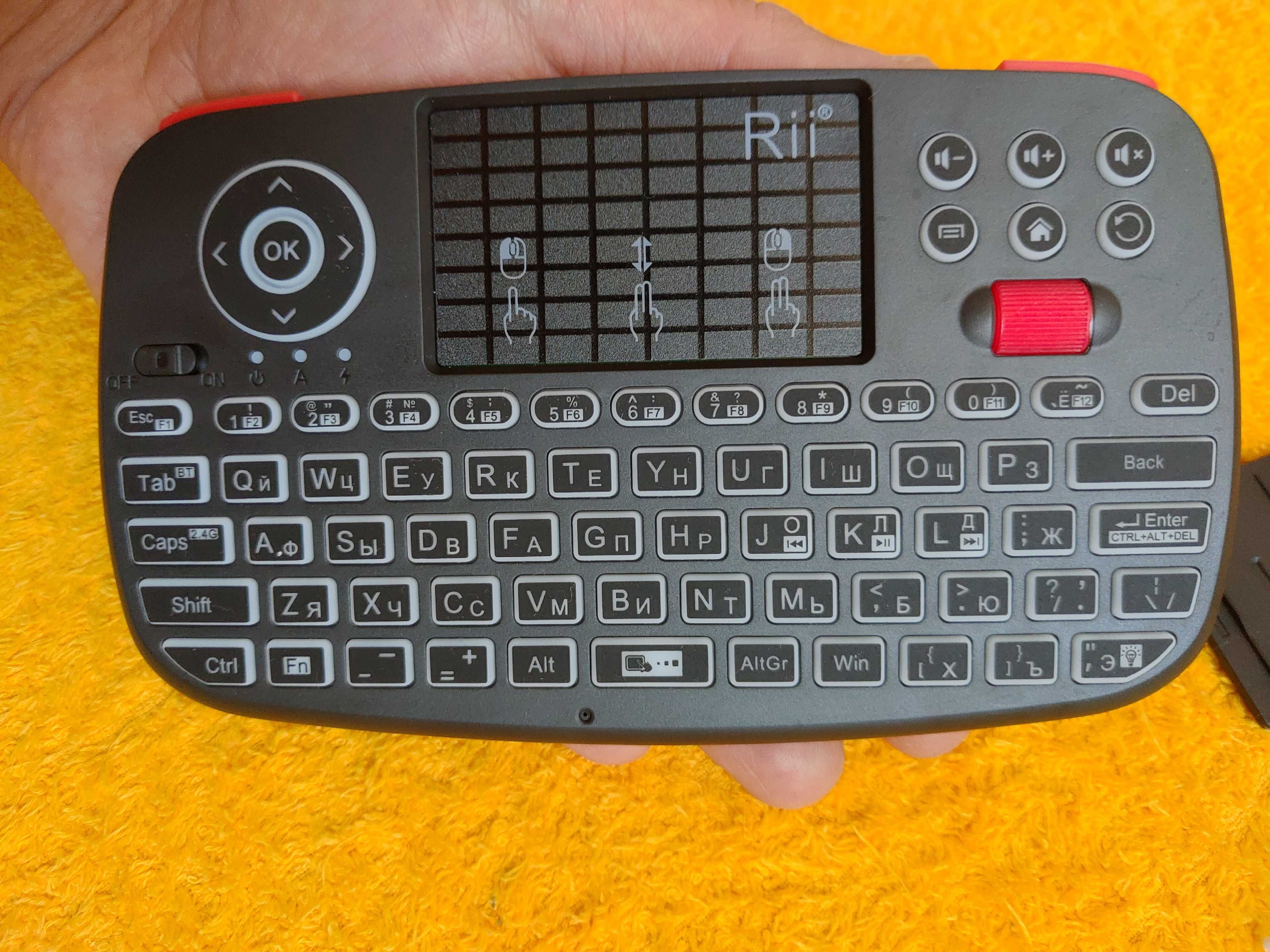 Bluetooth міні клавіатура rii i4 з тачпадом англ/рос