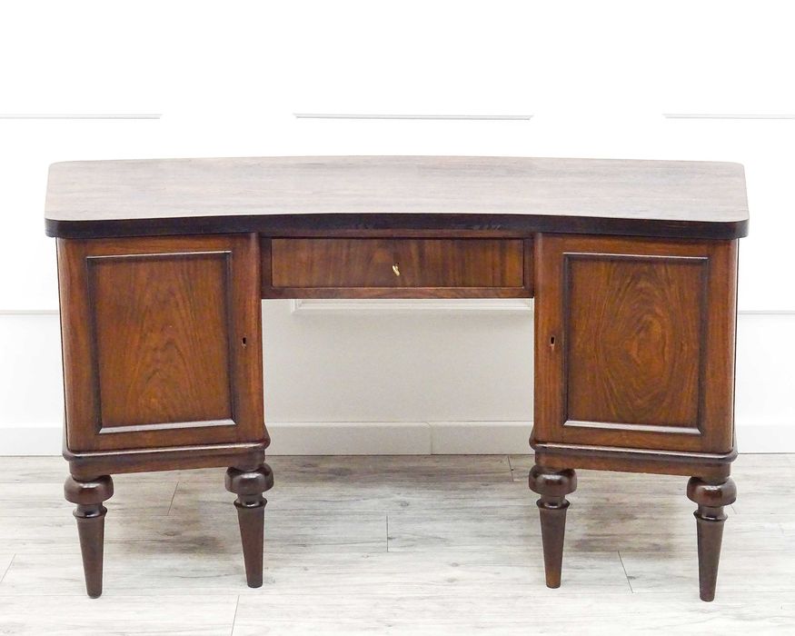 Solidne BIURKO gabinetowe drewno PALISANDER 2 szafki szuflada ANTYK