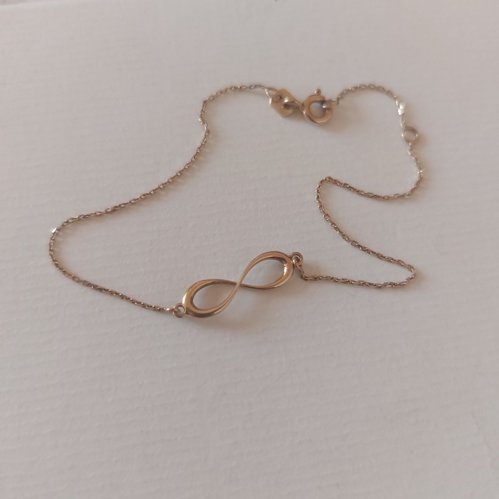 Złota bransoletka W.KRUK 9k 375 nieskończoność przedłużka ankier 19cm