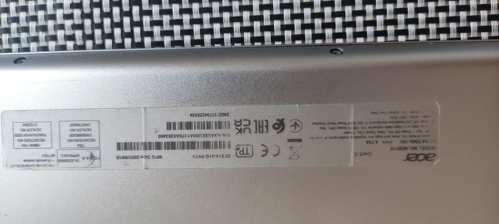Acer sfx14-41g-r9t9 amd ryzen 7 5800u 16gb ram rtx 3050Ti 4GB