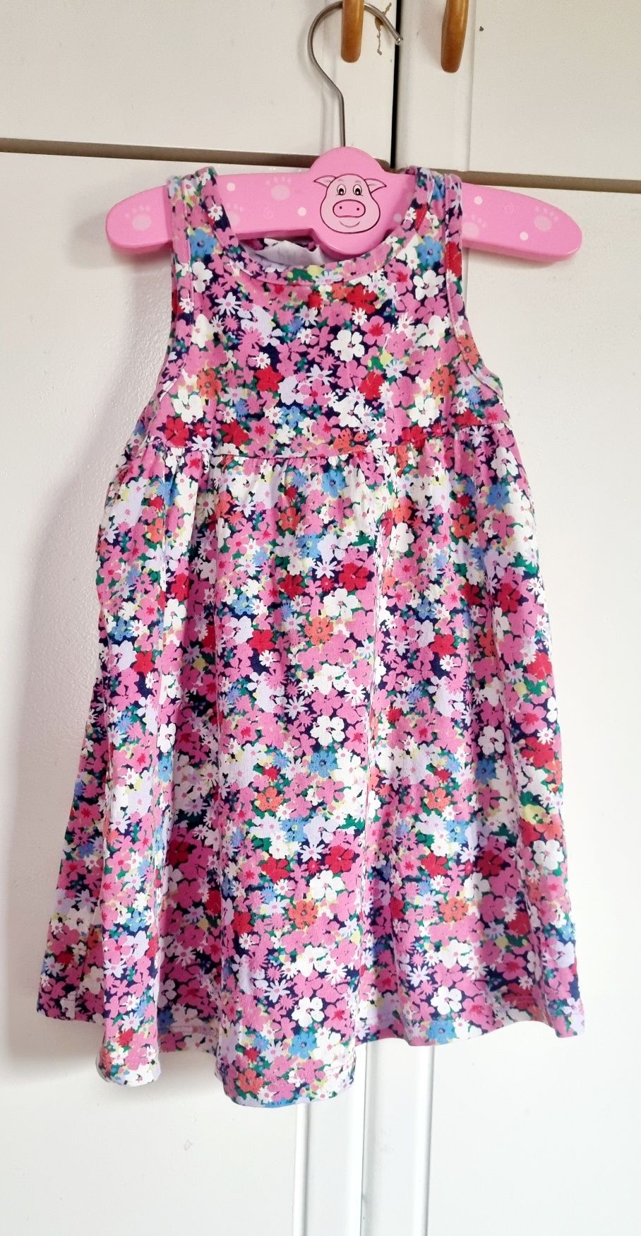 H&M sukienka 86/92 kwiatki lato różowa
