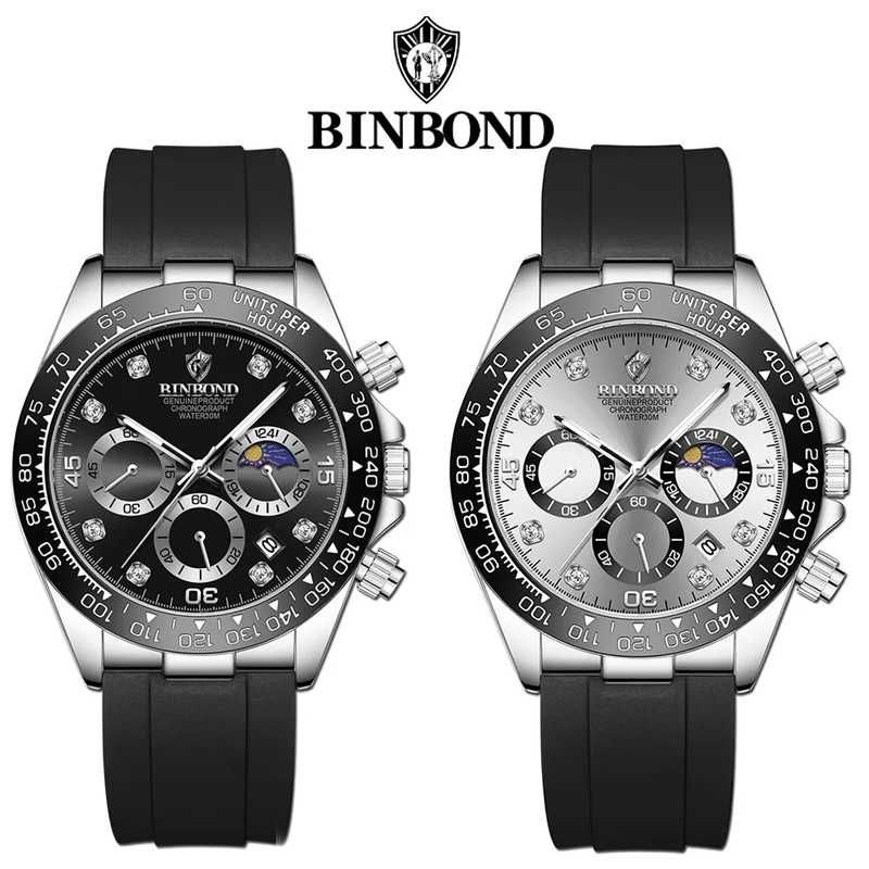 Мужские часы с хронографом BINBOND Chronograph Quartz Watch ремешок