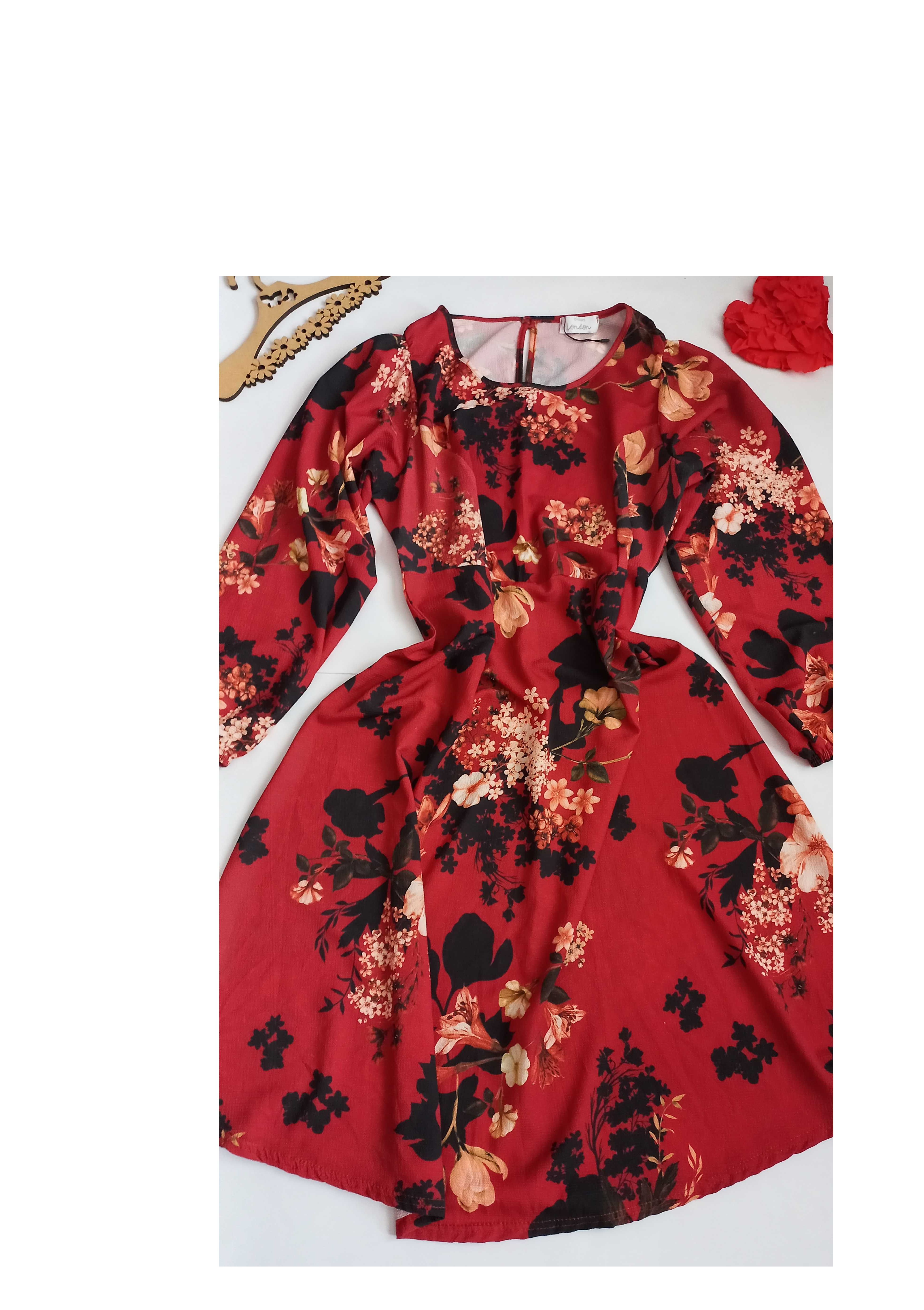 Червоне міді плаття з квітковим принтом 52 50 розмір нове