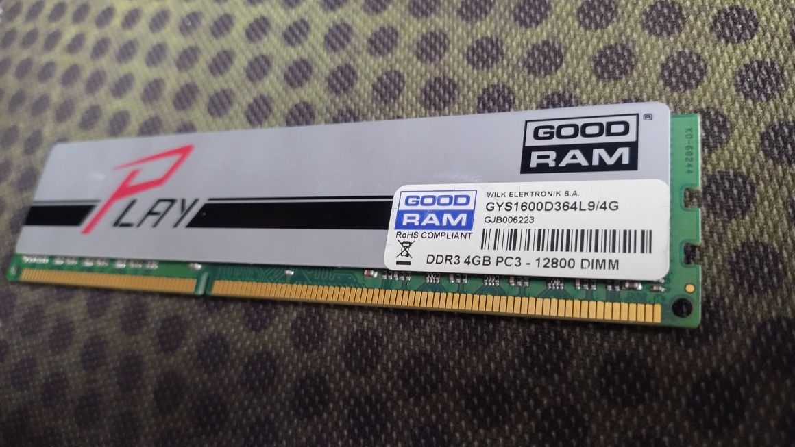 Pamięć RAM goodram play ddr3 4GB PC3-12800 DIMM