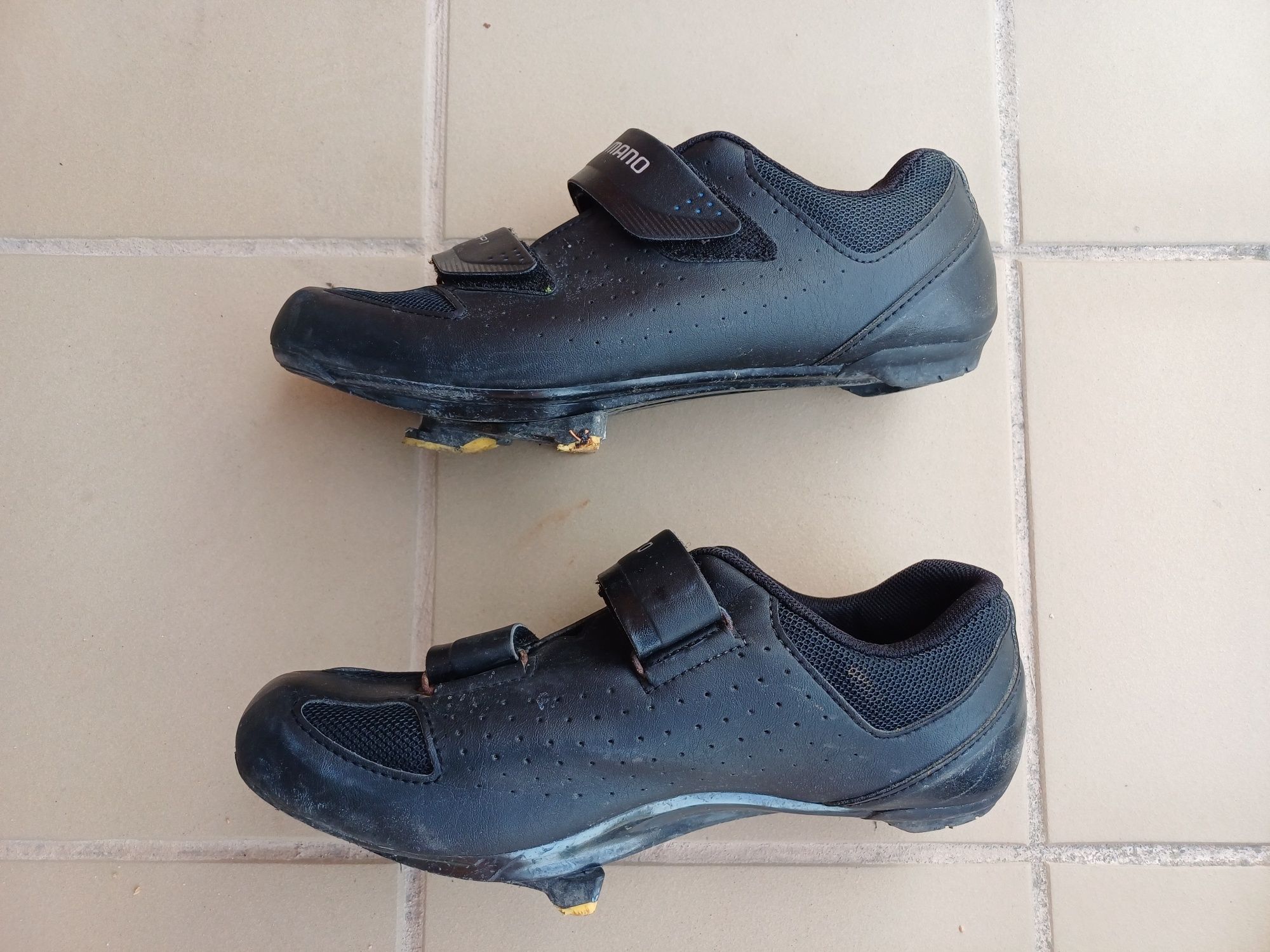 Sapatos + pedais + travessas, estrada, shimano