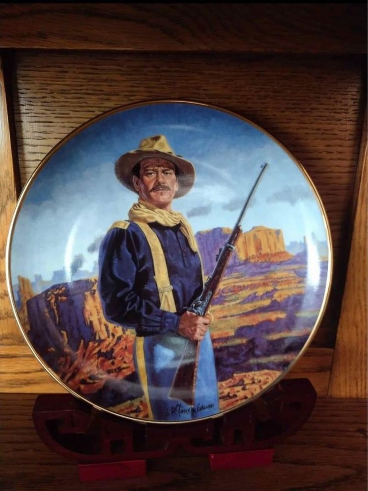 JOHN WAYNE Franklin Mint Kolekcjonerski Talerz Western Obraz Bibeloty