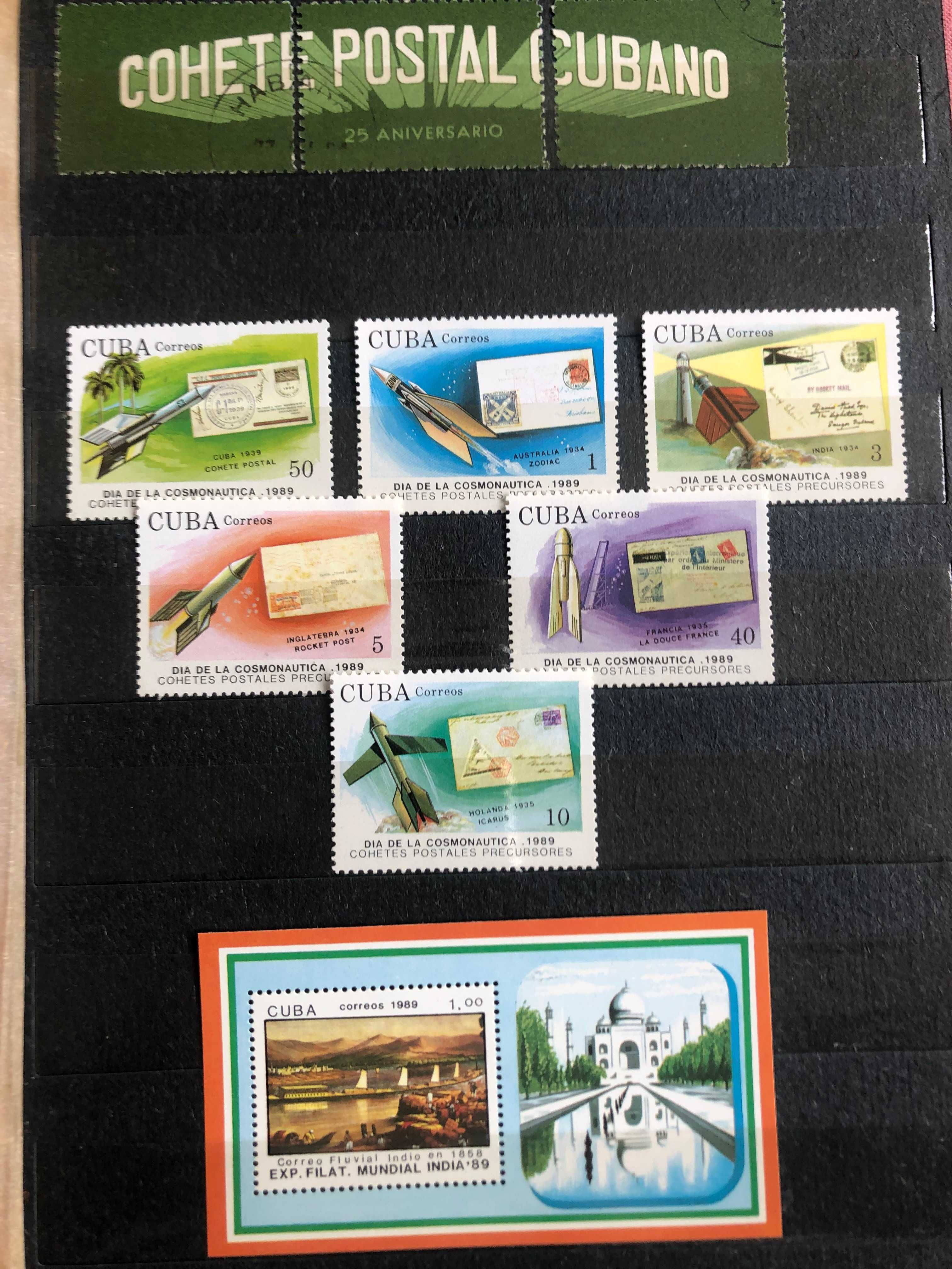 Klaser średni ze znaczkami o tematyce pocztowej