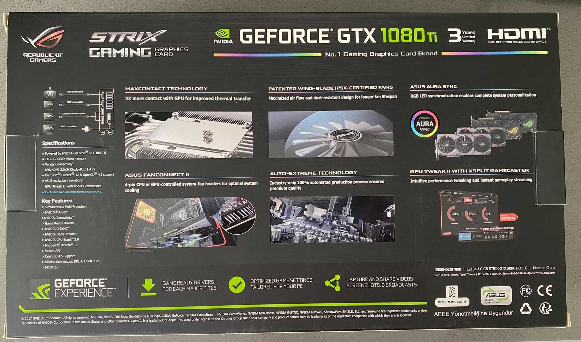 GTX 1080 TI OC 11GB ASUS rog strix