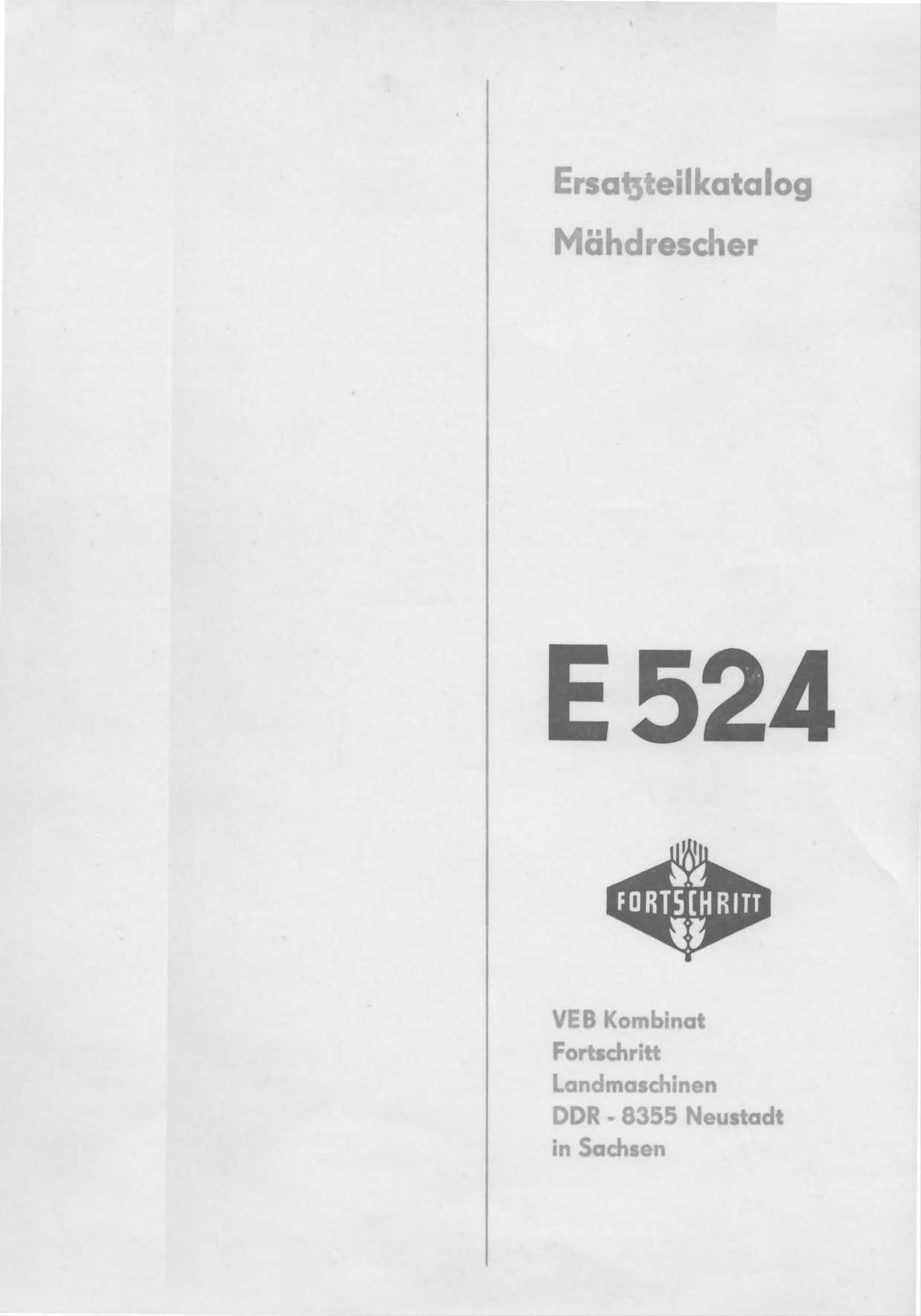 Katalog części kombajnu Fortschritt E 524 E-524