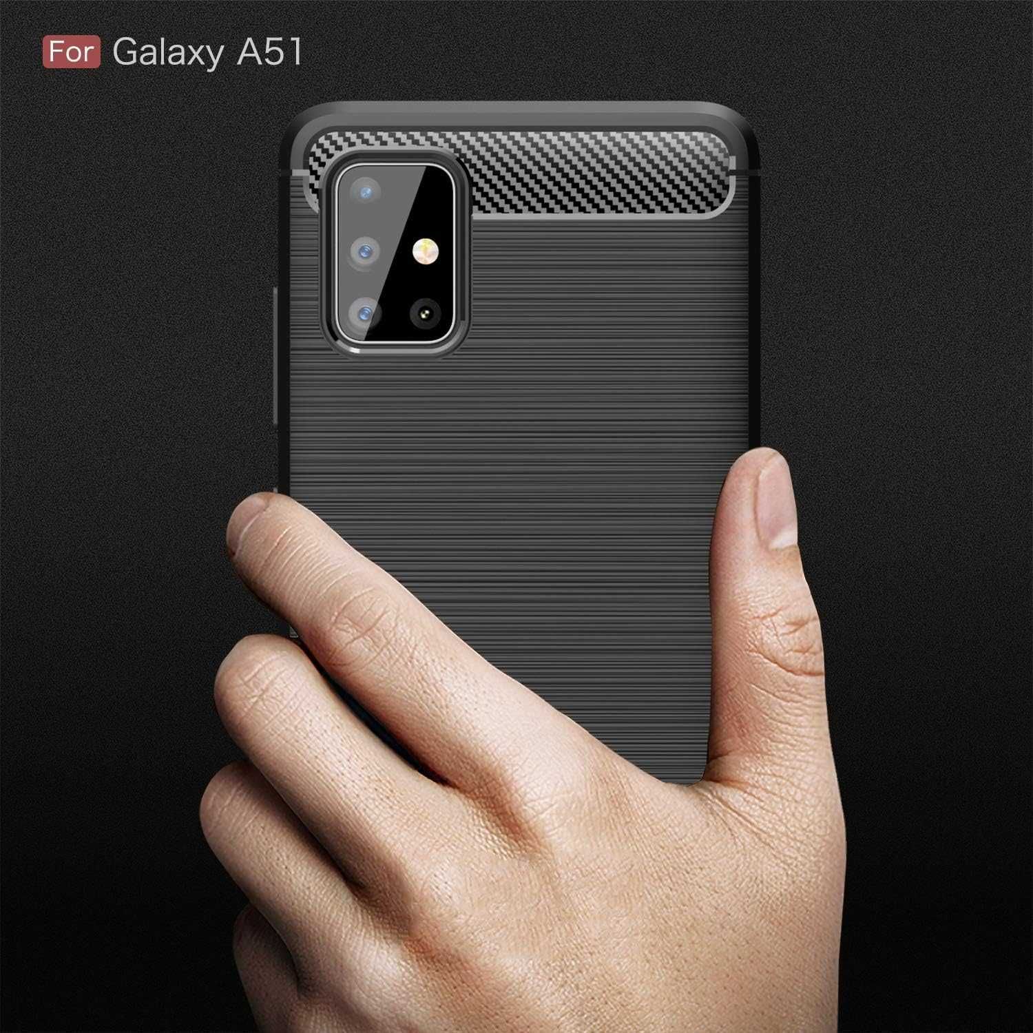 Etui Carbon do Samsung Galaxy A51 + Szkło Hartowane