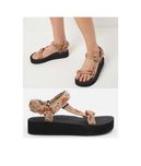 Босоніжки жіночі на платформі Restime beige на липучках 36-41р