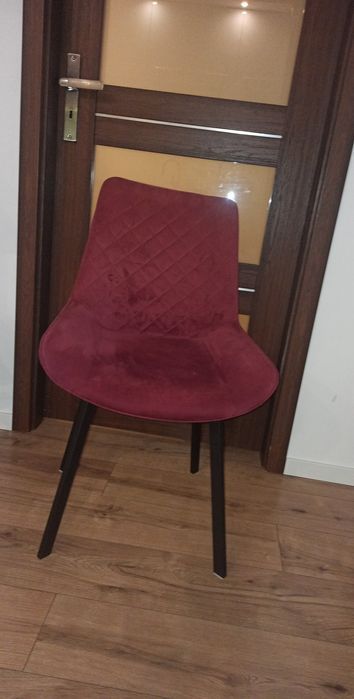 Krzesło tapicerowane, welurowe, ciemny róż