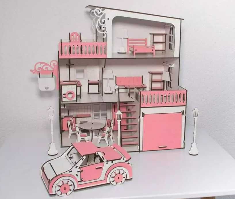 Будинок для ляльки ЛОЛ з меблями гаражем Ляльковий дитячий будиночок