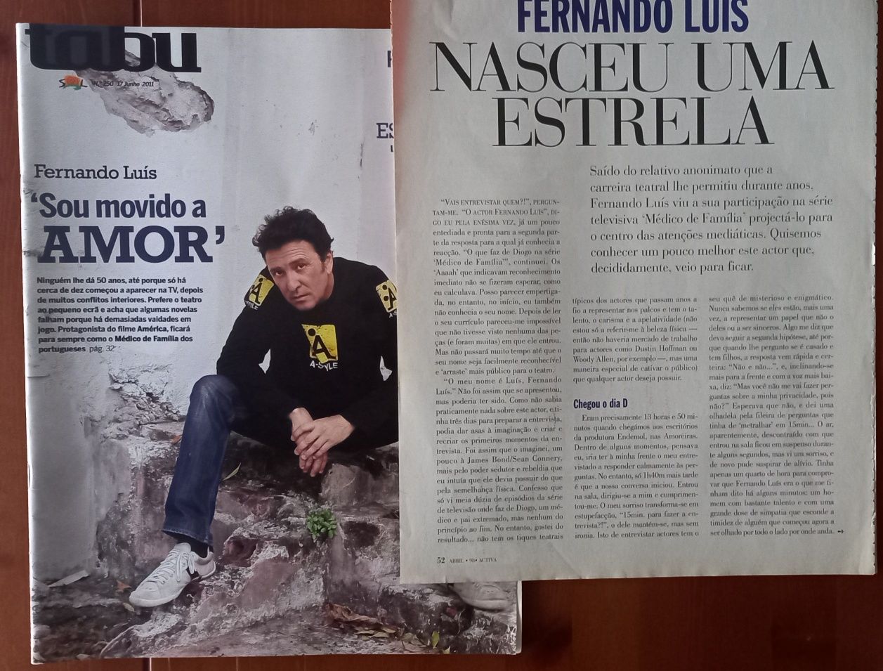 Fernando Luís em revista e recortes