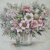 Duży Obraz 50x50 kwiaty ręcznie malowany akryl
