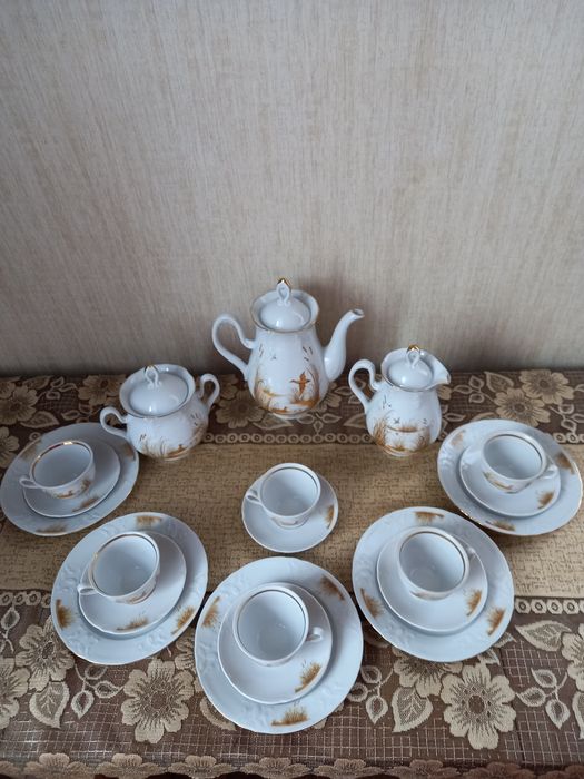 ВИНТАЖ.Сервиз кофейный фарфоровый "Летят утки" "Охотничий" "На охоте"