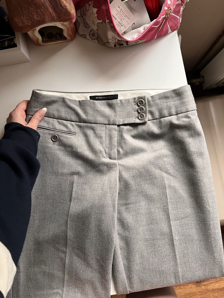 Eleganckie szare spodnie garniturowe XS