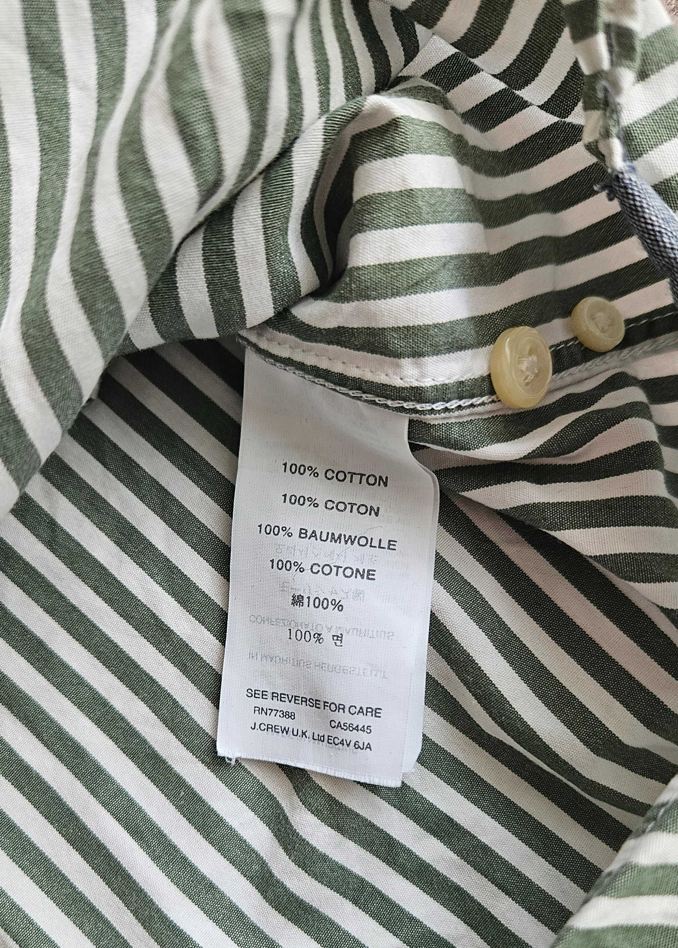 Koszula J.Crew button down biało-zielone paski M regular