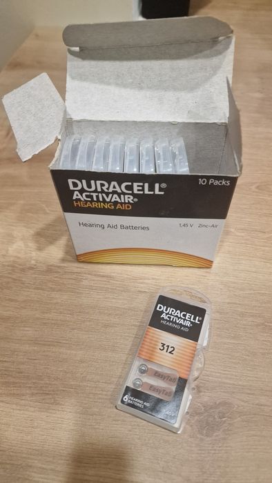 Baterie Duracell 312 do aparatów słuchowych – 54 sztuki (9 op x 6szt)
